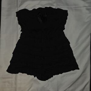 ROMWE Black Ruffled Swimsuit